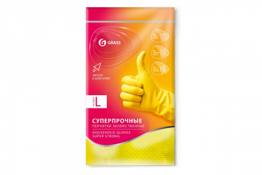 Grass перчатки хозяйственные латексные, суперпрочные желтые L